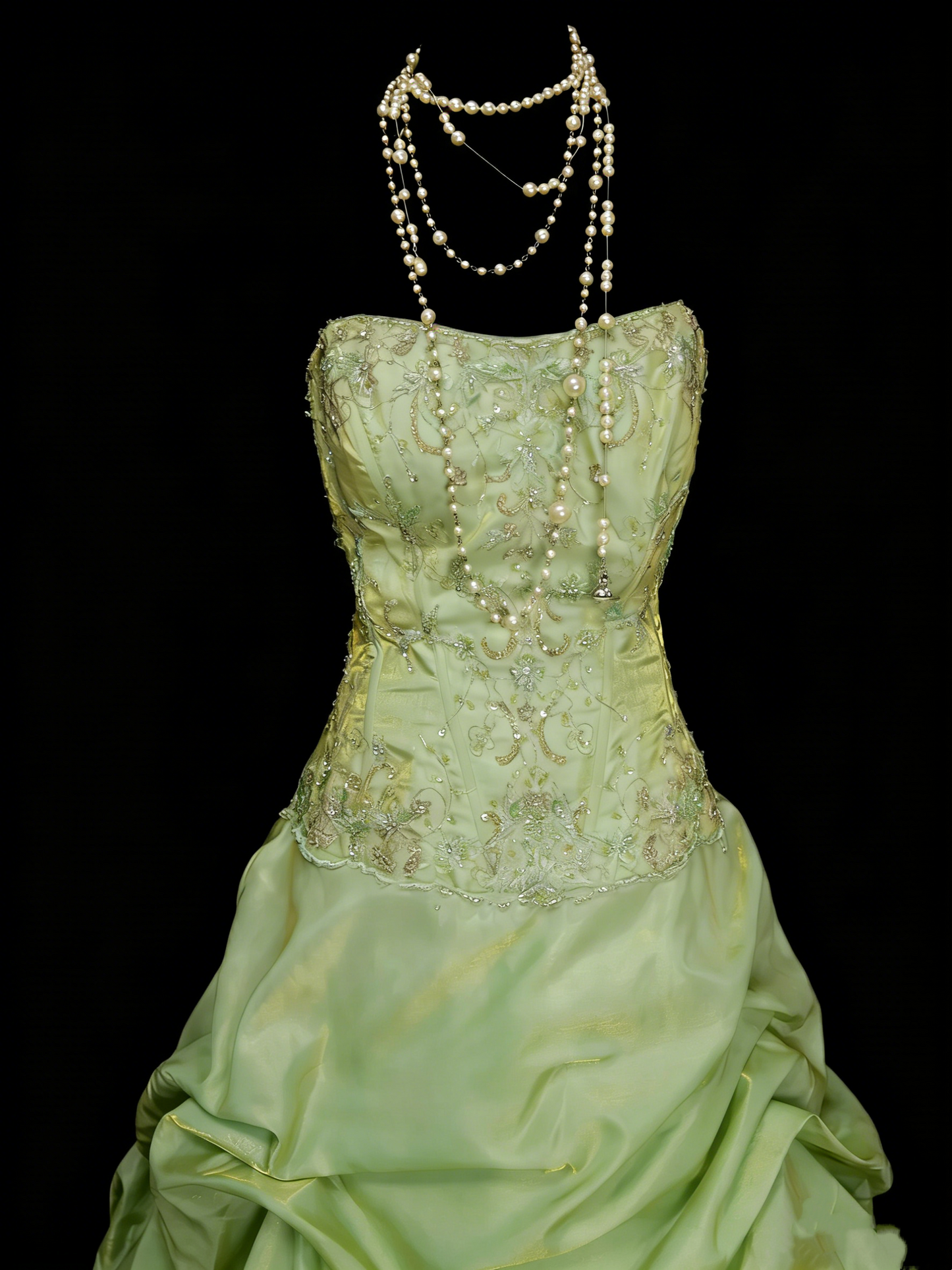 Vintage Night Aesthetic Ball Gown Strapless Sage Green 90s 80s College Formal Outfit Long Prom Graduation Dresses For Teens N1159