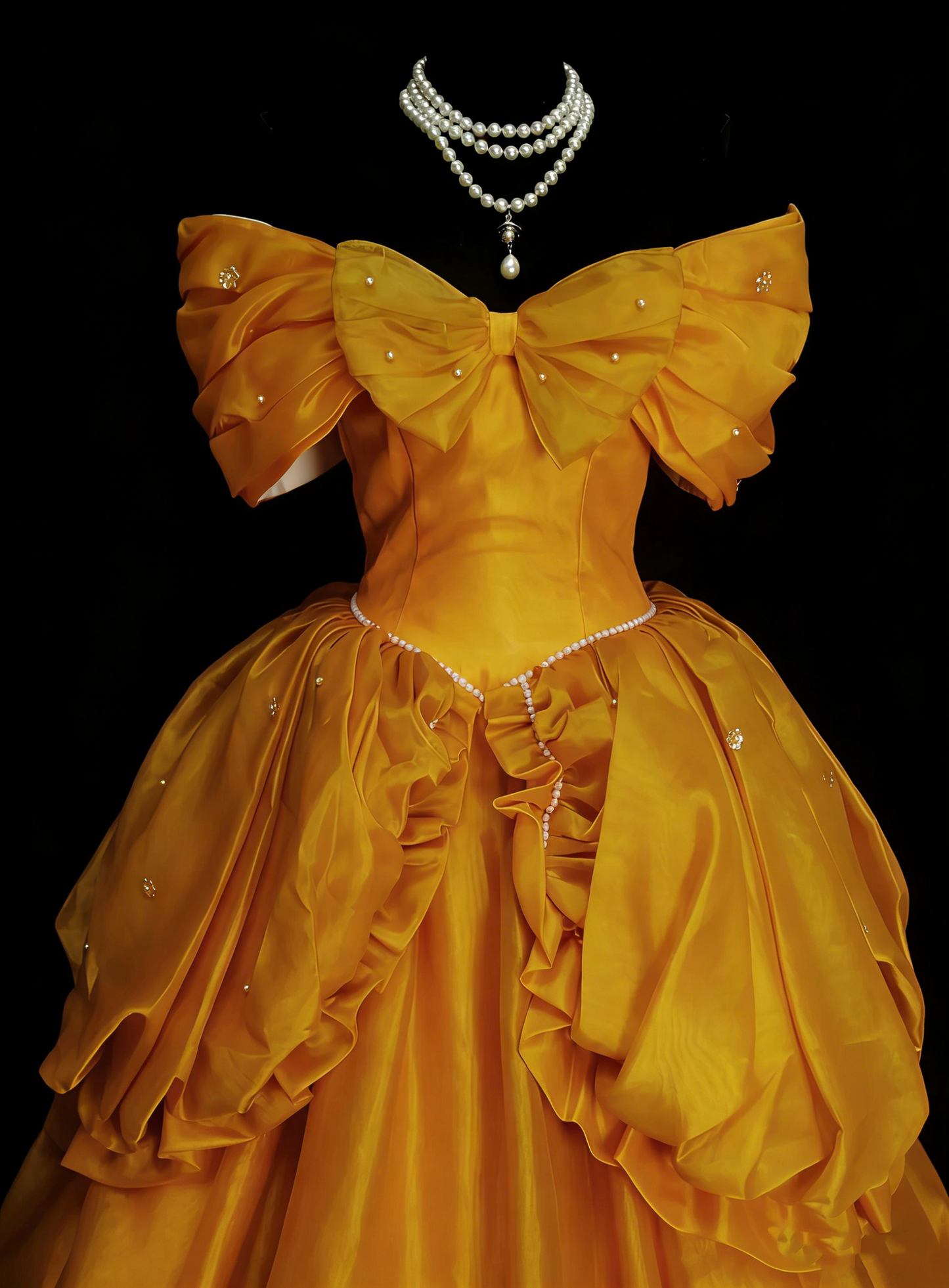 Cute Ball Gown Off The Shoulder Yellow Organza Sweet 16 Dresses Quinceanera Dress N2143