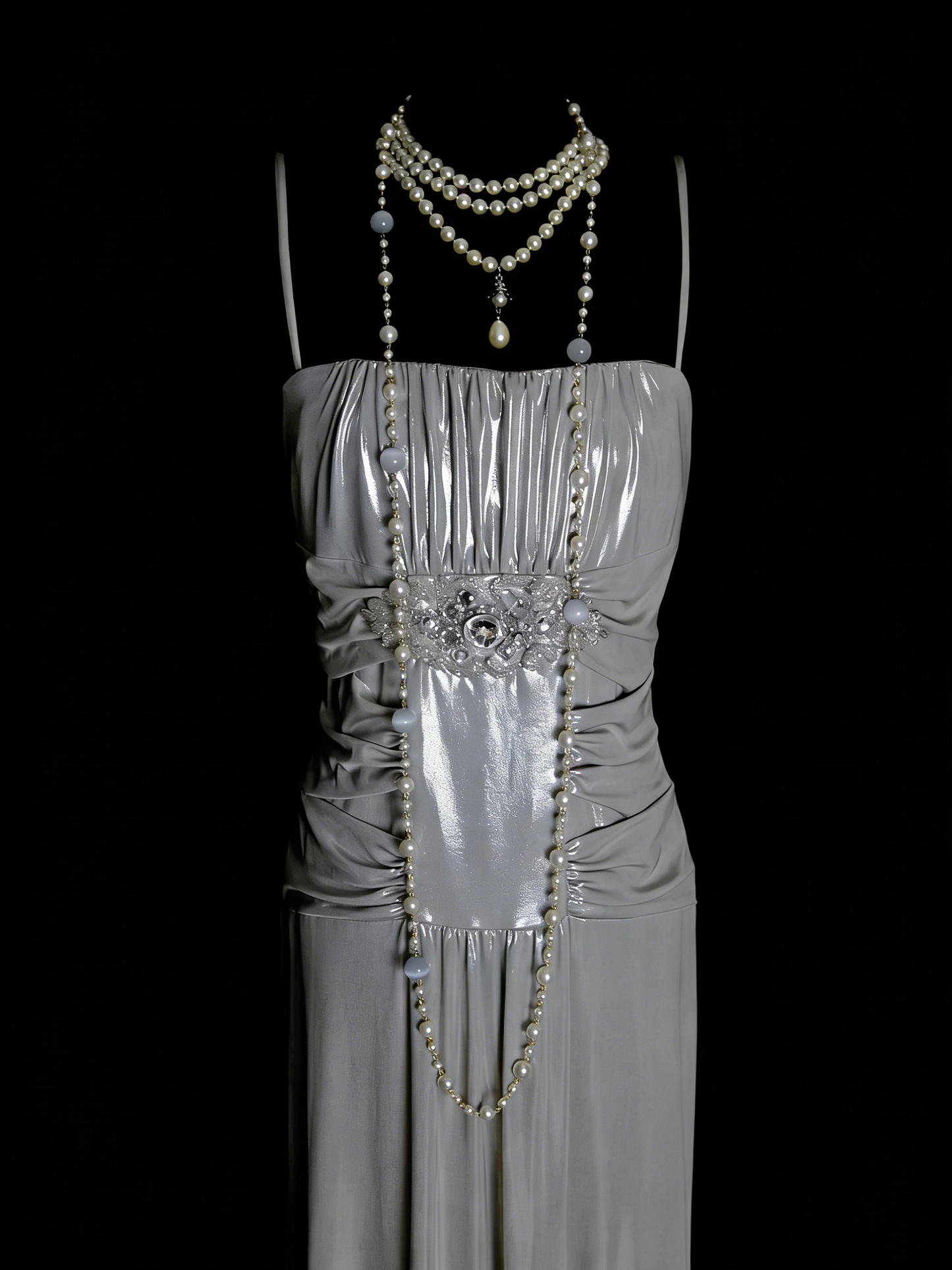 Simple A Line Spaghetti Strap Grey Senior 80s Prom Dresses High School Long Formal Dress N1334