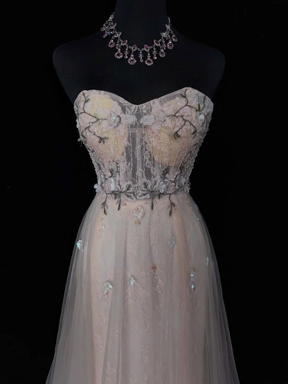 Beautiful Prom Dresses Inspo A Line Sweetheart Light Blue Pink Tulle Sleeveless Women Formal Dress N3183