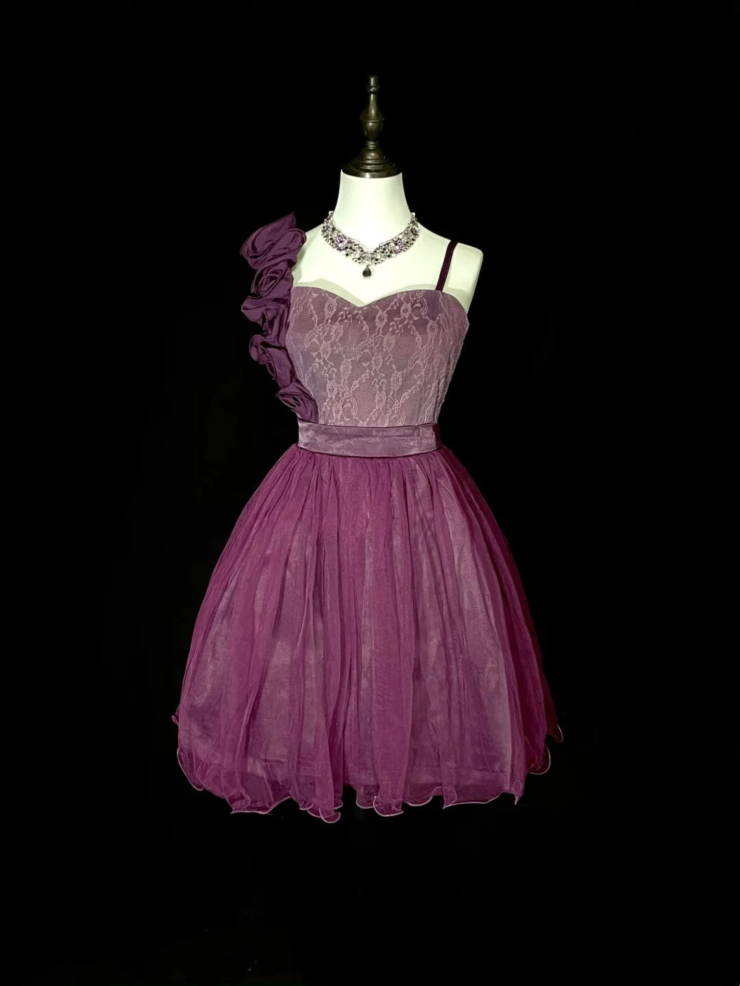Vintage Ball Gown One Shoulder Purple Tulle Inspo 2000s Hoco Gowns Short Inspo Homecoming Dresses N1355