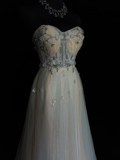 Beautiful Prom Dresses Inspo A Line Sweetheart Light Blue Pink Tulle Sleeveless Women Formal Dress N3183