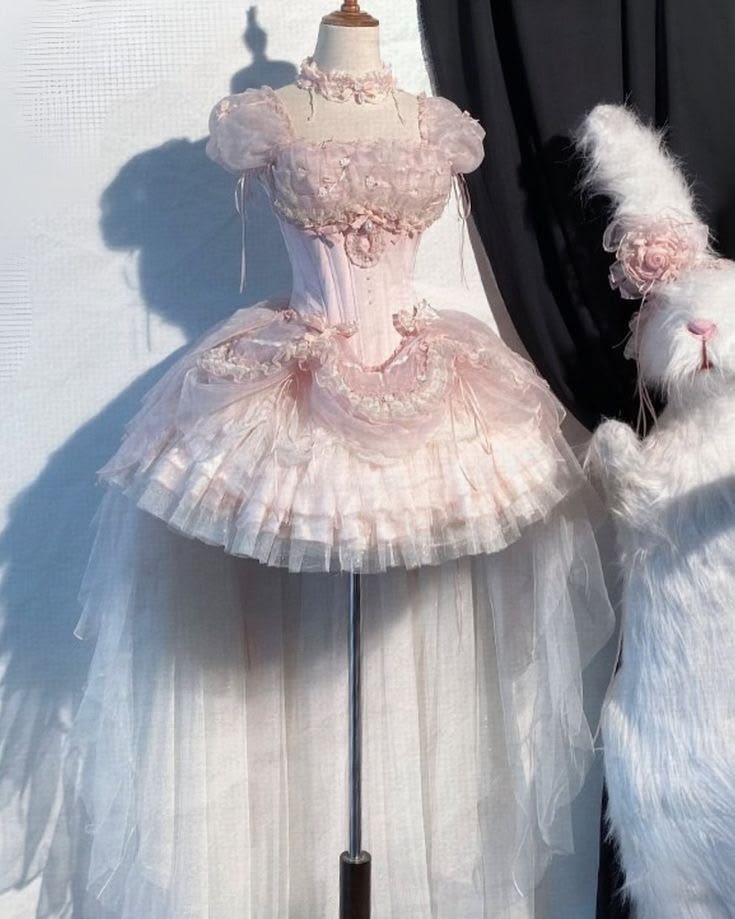 Cute Ball Gown Square Neck Pink Short With Sleeves Homecoming Dress Inspo Ideas Mini Party Dresses RB6850