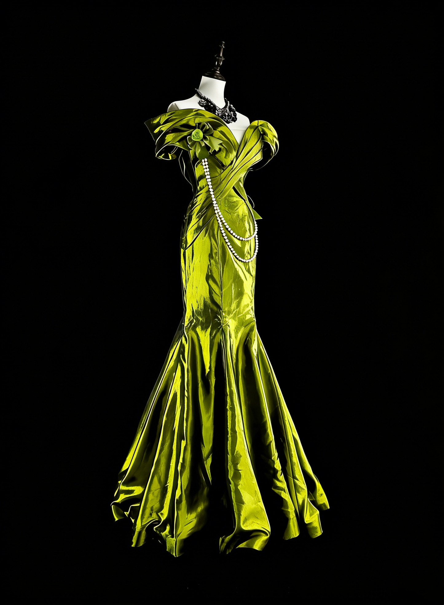 Dreamy Prom Dresses Vintage 90s Retro Off The Shoulder Olive Green Satin Long Formal Outfits N2366