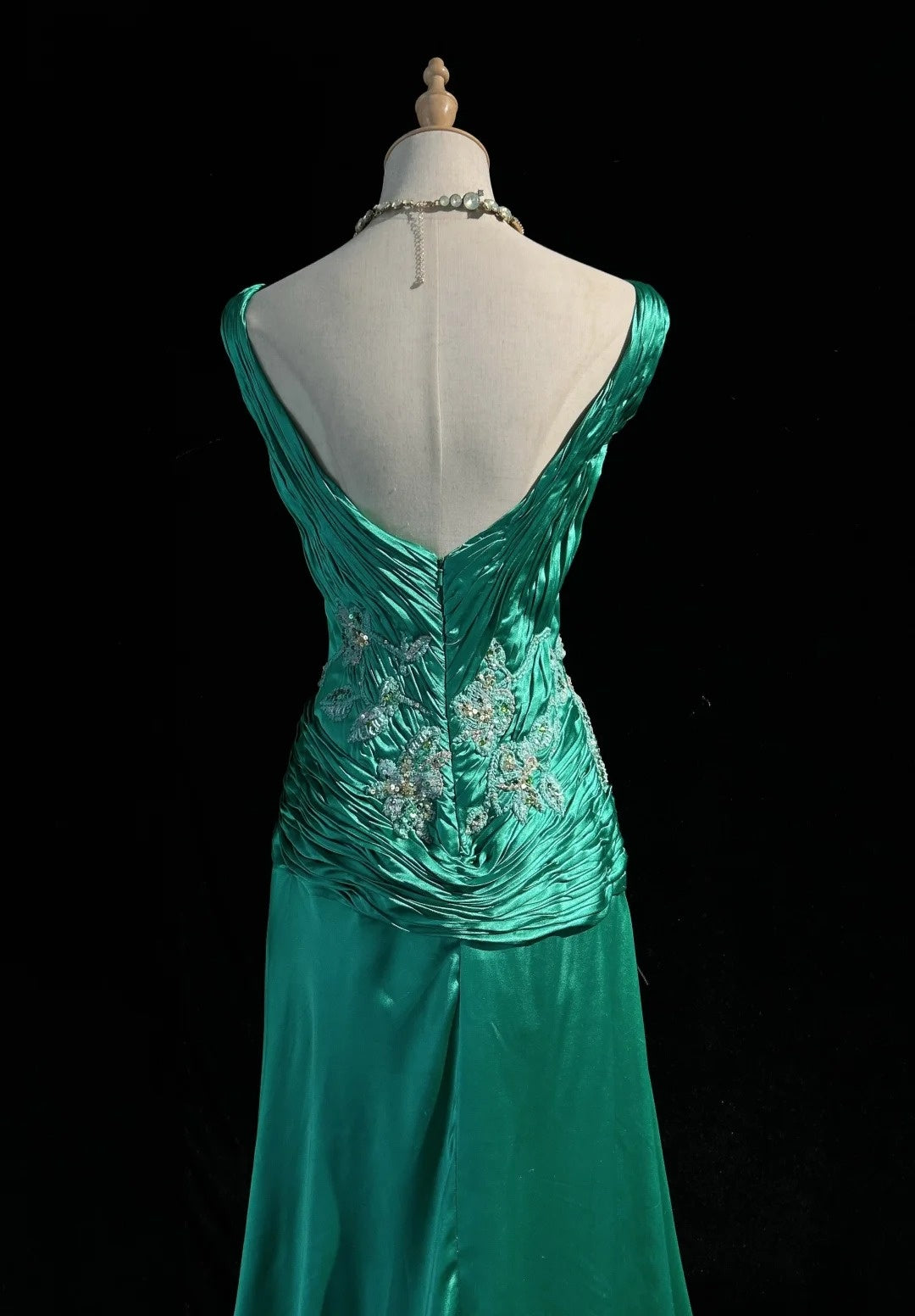 Vintage Prom Dresses Inspo Mermaid Square Neck Green Satin 90s With Appliqued For Women Formal Gowns N3332