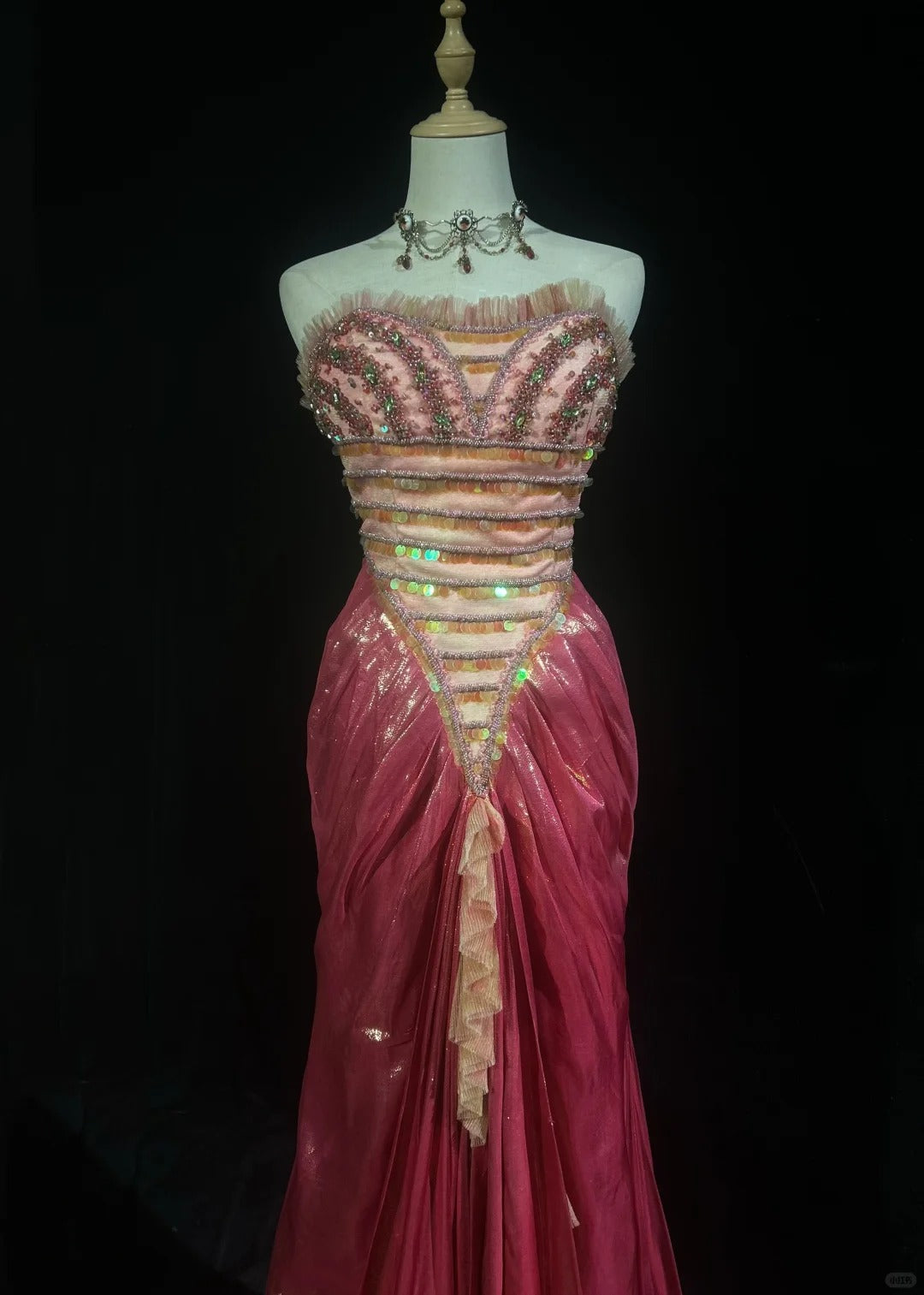 Glamorous Prom Dresses Mermaid Sweetheart Pink With Beaded Sleeveless Formal Dress N2871