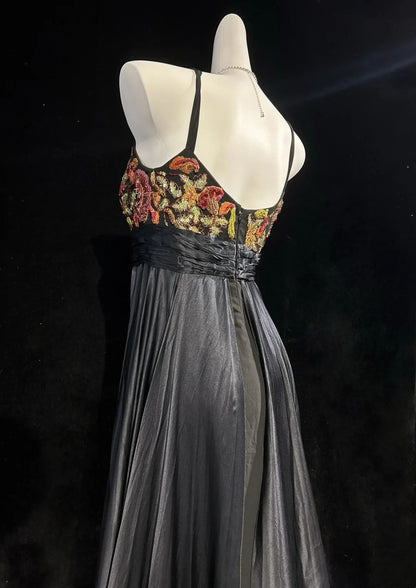 Retro A line Halter Grey Long Floor Length Prom Dresses Formal Party Outfits RB3943