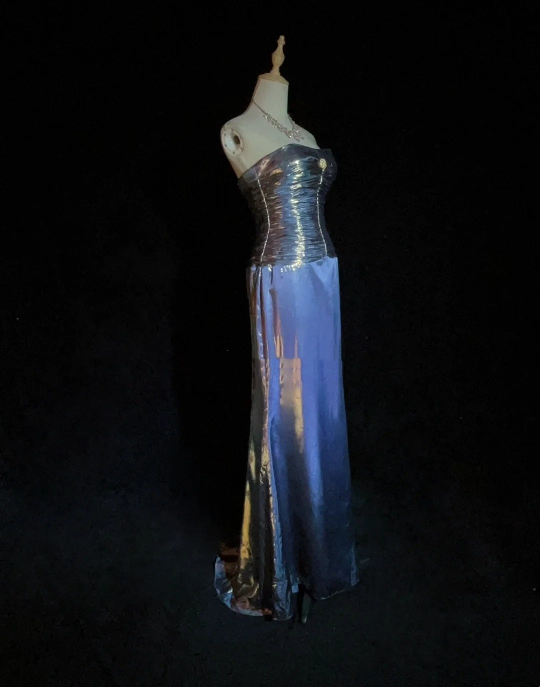 Vintage Prom Aesthetic Dresses A line Navy Blue With Beading Long Formal Dress N3025