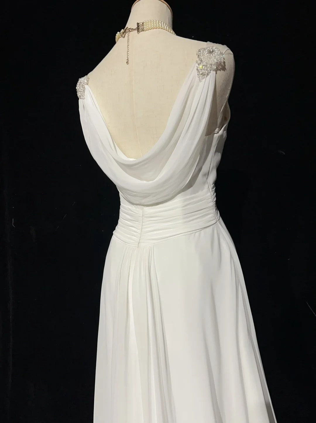 Modest Wedding Dresses A Line V Neck Chiffon Beach Summer With Beading Long Brides Gown N2999