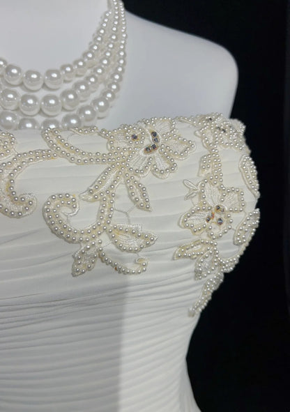 Timeless Wedding Dresses A Line Strapless White Chiffon With Appliqued Long Bridal Gown N3013