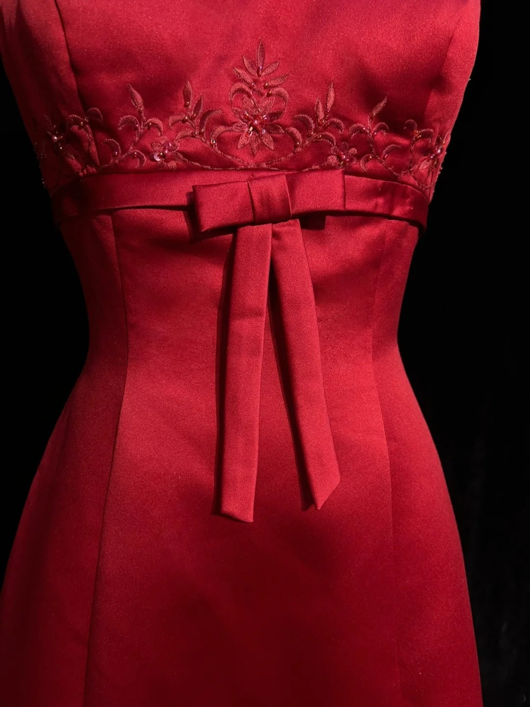 Vintage Prom Dresses Inspo A line Square Neck Red Satin 80s Long Formal Gowns With Cape N2857