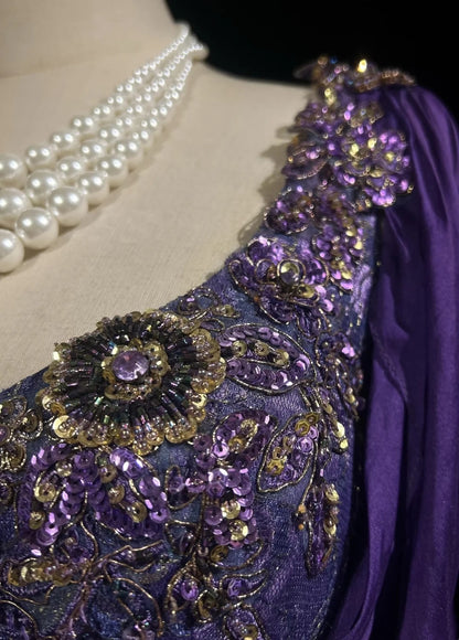 Purple Prom Dress Inspo Mermaid Square Neck Chiffon With Gold Beaded Birthday Outfits Formal Party Gown RC0129