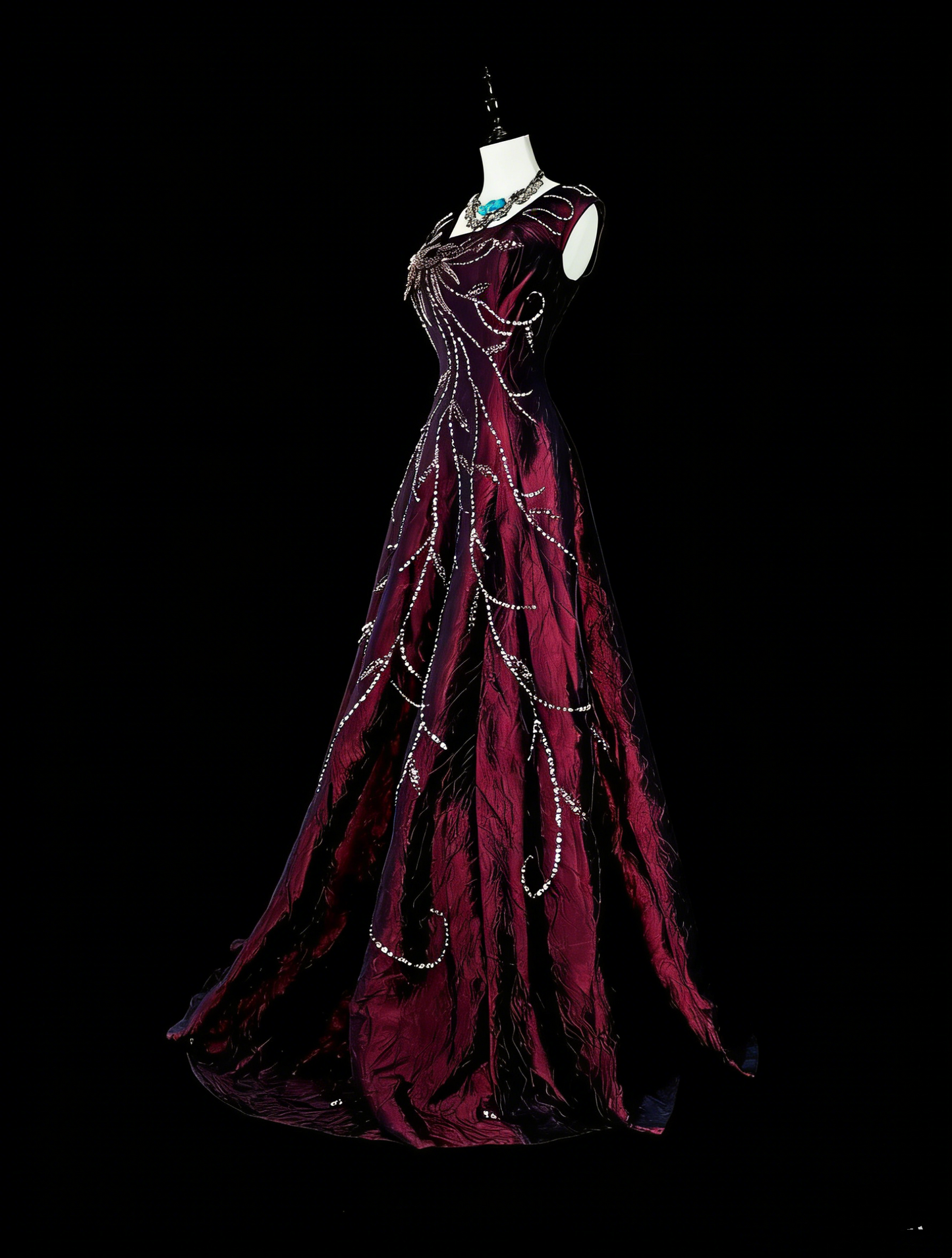 Vintage Prom Dresses A line Square Neck Purple With Beading 1970s Long Formal Gown N2700
