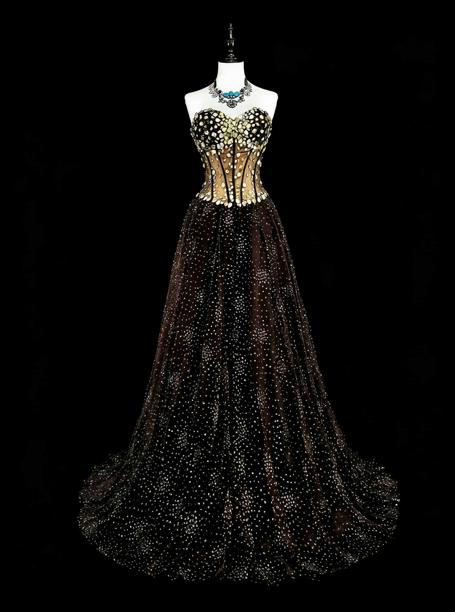 Vintage Prom Dresses Aesthetic 1970s Retro Ball Gown Strapless Black Tulle Long Formal Dress N2153