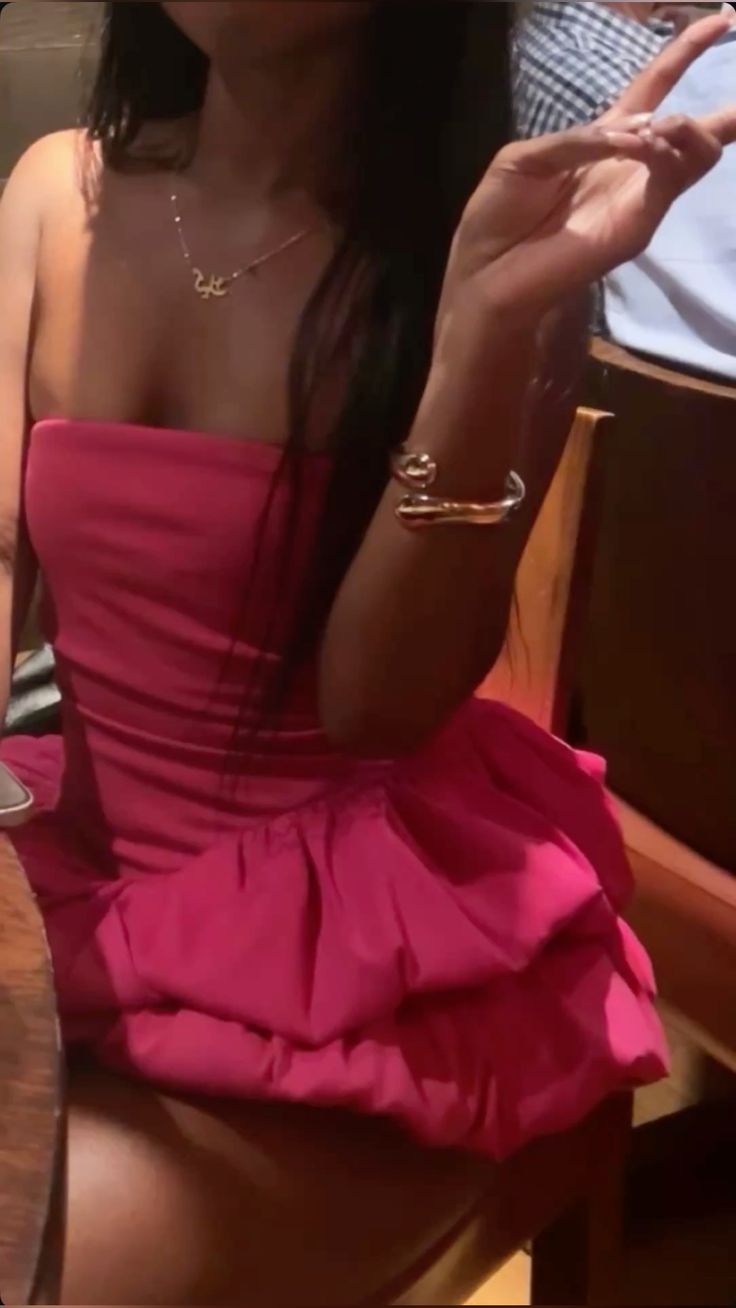 Beautiful Ball Gown Strapless Hot Pink For Black Girls Senior 12th Grad Short Mini Aesthetic Homecoming Dresses RB4382
