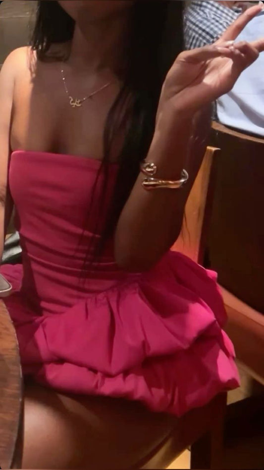 Beautiful Ball Gown Strapless Hot Pink For Black Girls Senior 12th Grad Short Mini Aesthetic Homecoming Dresses RB4382