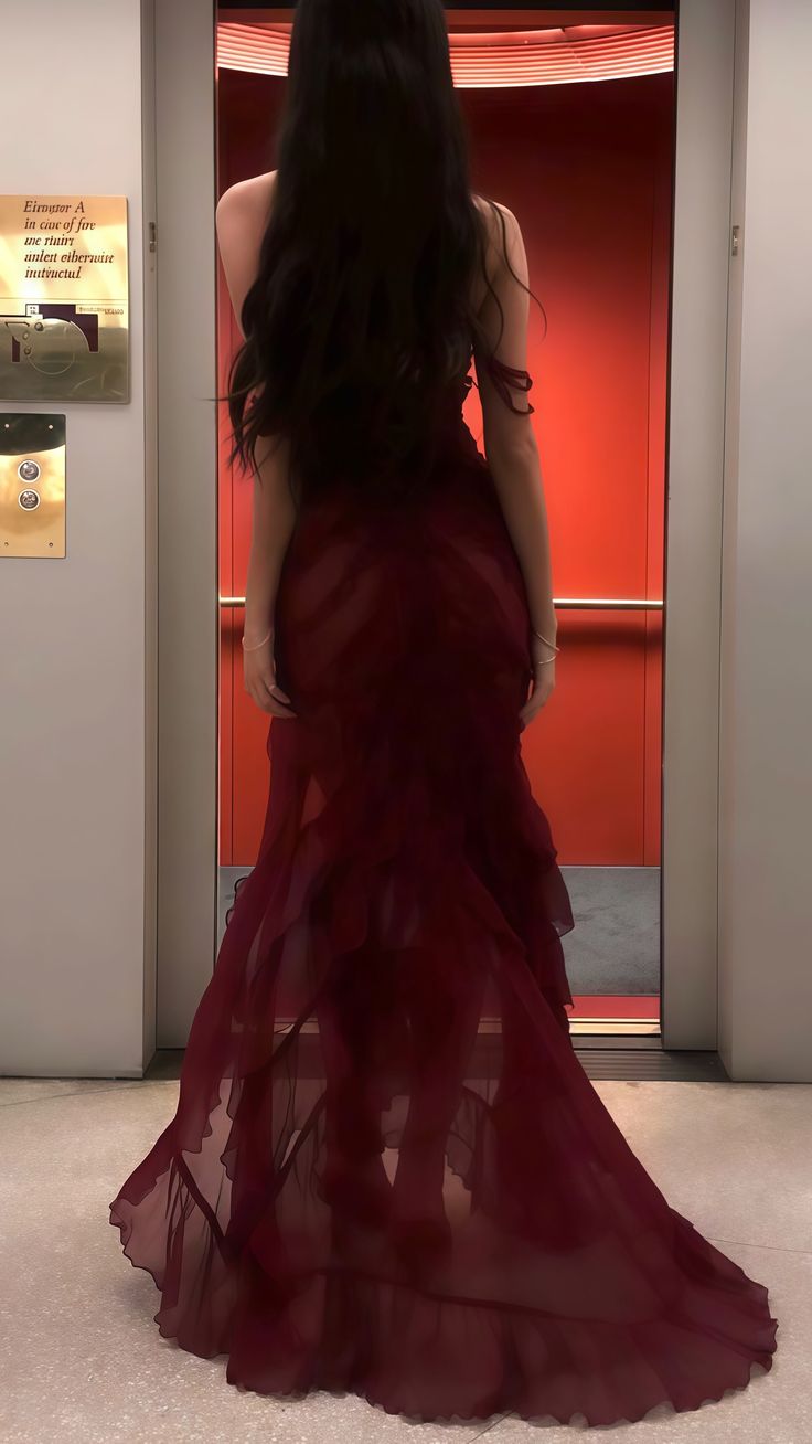 Burgundy Chiffon Evening Prom Dresses, Party Dance Dress AB955
