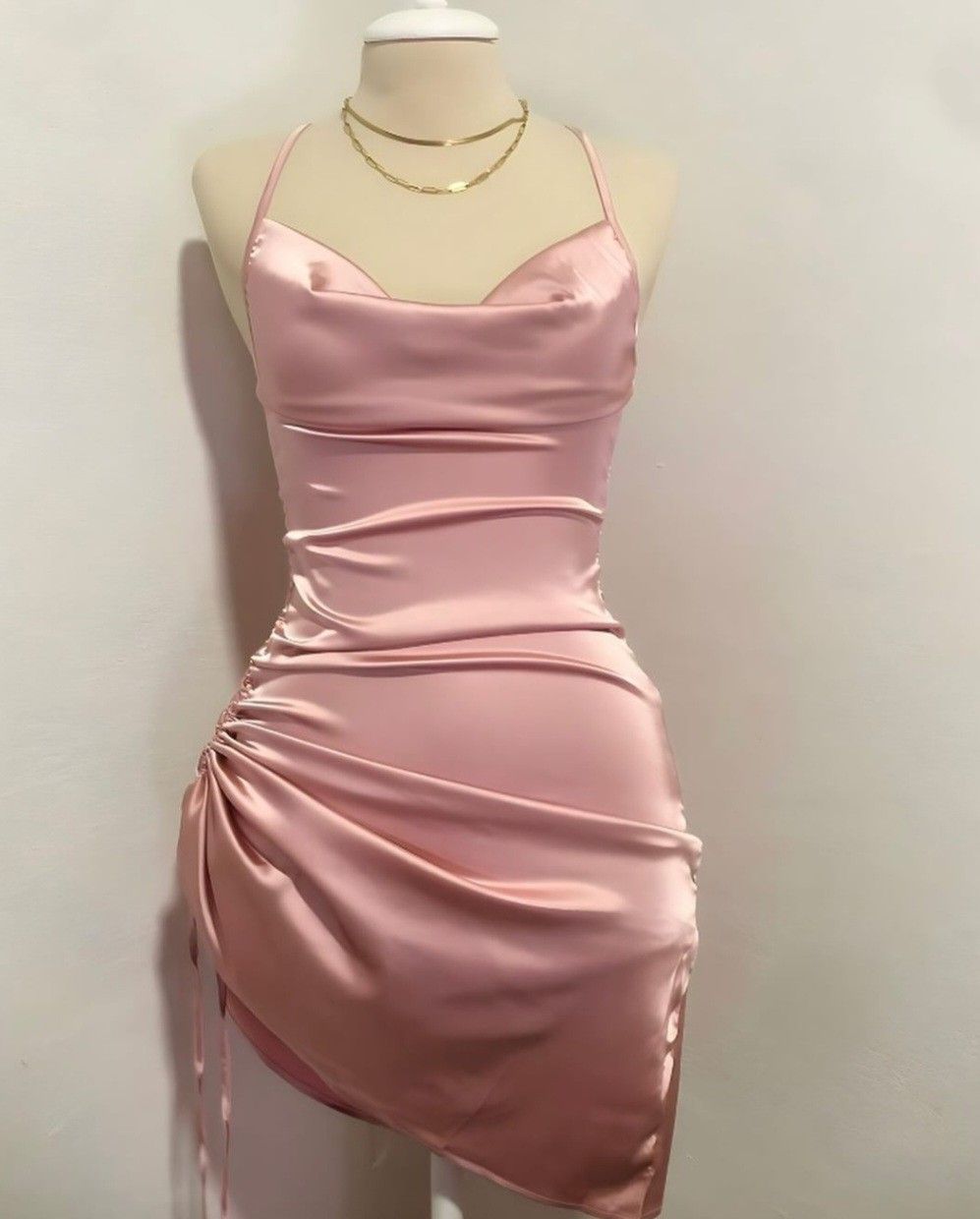 Affordable Sheath Spaghetti Straps Pink Satin Mini Homecoming Dresses Short Cocktail Dress Birthday Outfits RB4201