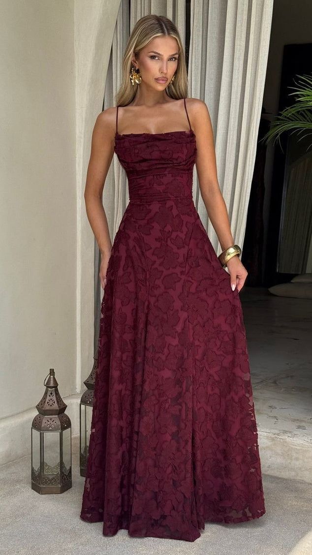 Spaghetti Strap Sheath Wedding Guest Dresses, Lace Rust Red Prom Formal Dresses AB1845
