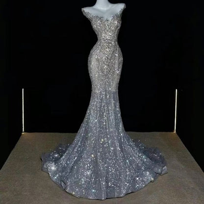 Classy Prom Dresses Mermaid Beautiful Sparkle Red Carpet Evening Gown Long Formal Dress N4042