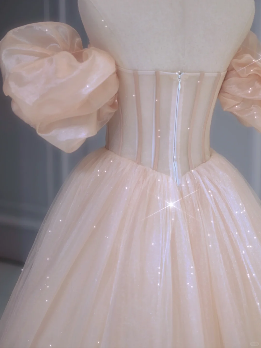 Classy Ball Gown Off The Shoulder Tulle Short Puffy Sleeves Long Prom Dresses Inspiration Special Evening Long Dress A033