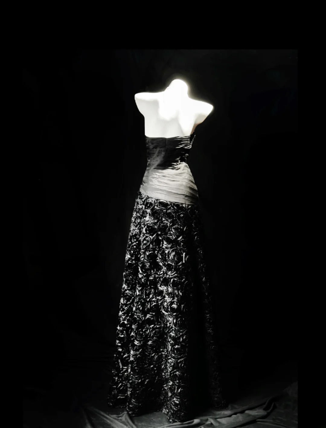 Vintage Prom Dresses 90s A line Sweetheart Black Floral Long With Beading Evening Formal Outfits RB5813