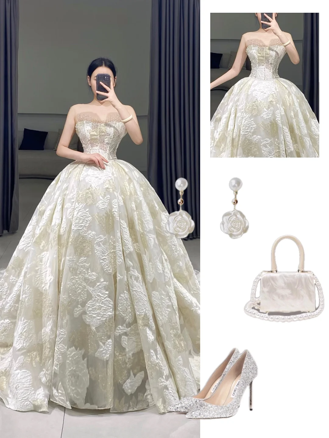 Timeless Ball Gown Strapless Lace Sleeveless Long Wedding Dress Beautiful Formal Cute Wedding Dresses A088