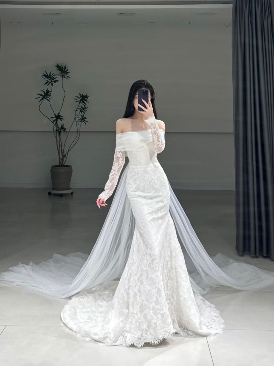 Timeless Mermaid Off The Shoulder White Lace Long Sleeves Wedding Dress Beautiful Formal Cute Wedding Dresses A103