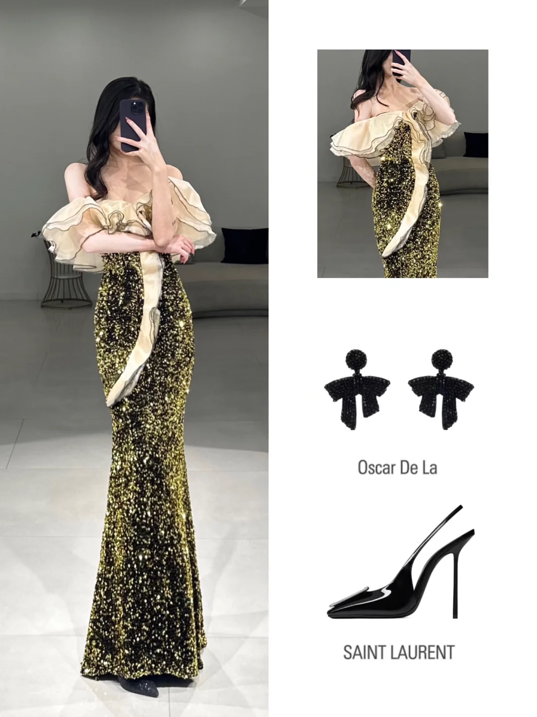 Elegant Mermaid Off The Shoulder Half Sleeves Floor Length Prom Dress Inspiration Green Sequin Long Prom Dresses A106