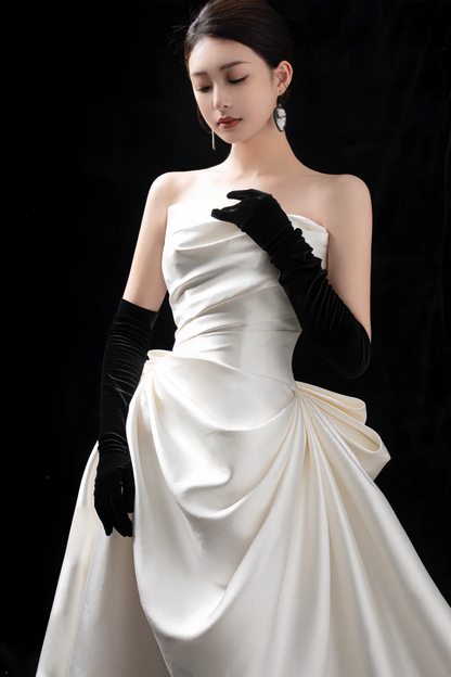 Elegant Mermaid Sweetheart Satin White Long Wedding Dress Beautiful Formal Cute Wedding Dresses A122