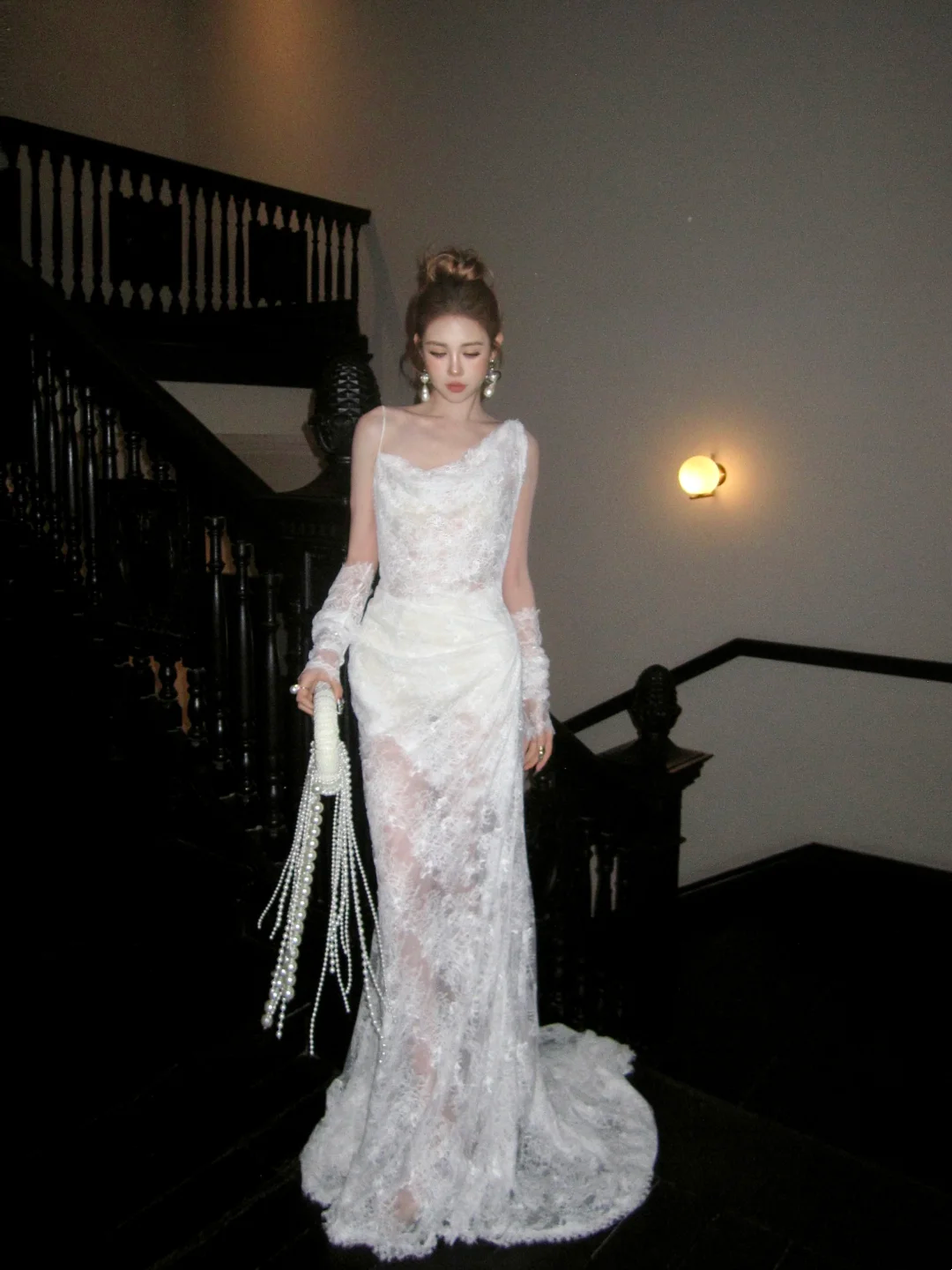 Mermaid Lace Wedding Dress With Straps Fairytale Brides Gown Wedding Dresses N051