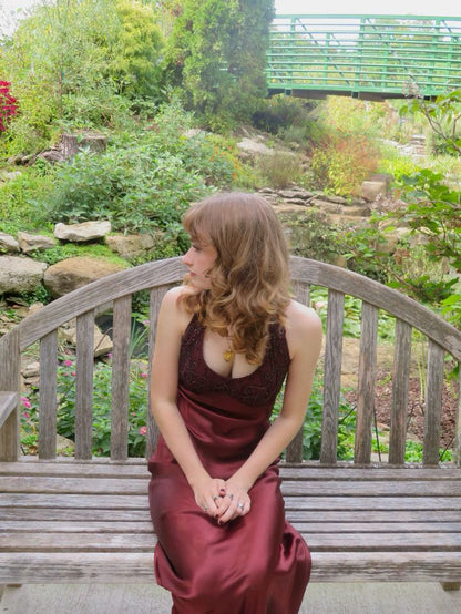 Vintage Mermaid Halter Beaded Sleeveless Wine Red Burgundy Long Satin Prom Dress Inspo Prom Gown AB1048