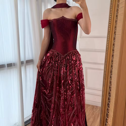 Customized Special Occasion Dress Long Sequins Prom Dresses Luxury Dress Sharon Happy Evening Dresses A1049