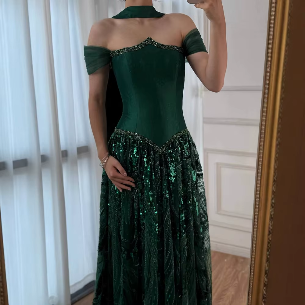 Customized Special Occasion Dress Long Sequins Prom Dresses Luxury Dress Sharon Happy Evening Dresses A1049
