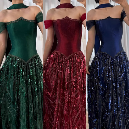 Customized Special Occasion Dress Long Sequins Prom Dresses Luxury Dress Sharon Happy Evening Dresses A1049