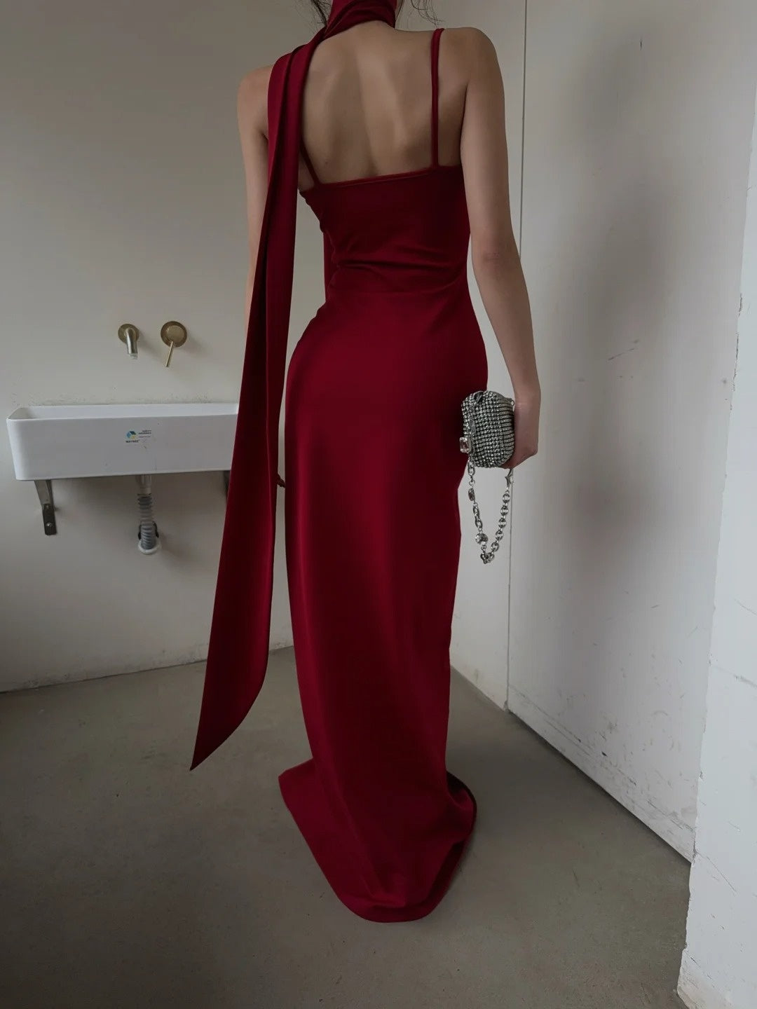 Classy Mermaid Spaghetti Straps Red With Scarf Long Prom Dresses Aesthetic For Teens Formal Dress Party Outfits Prom Gown AB1116