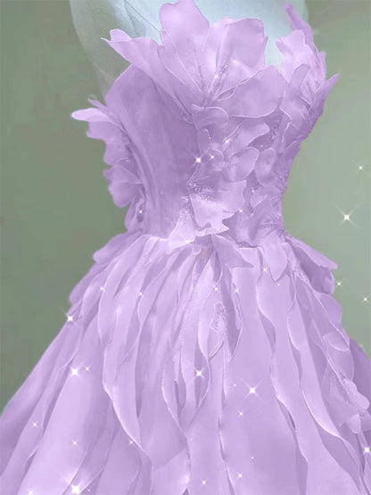 Pink princess evening dress, fairy party dress, girl’s birthday flower dress, Sweet 16 Prom Dresses AB137