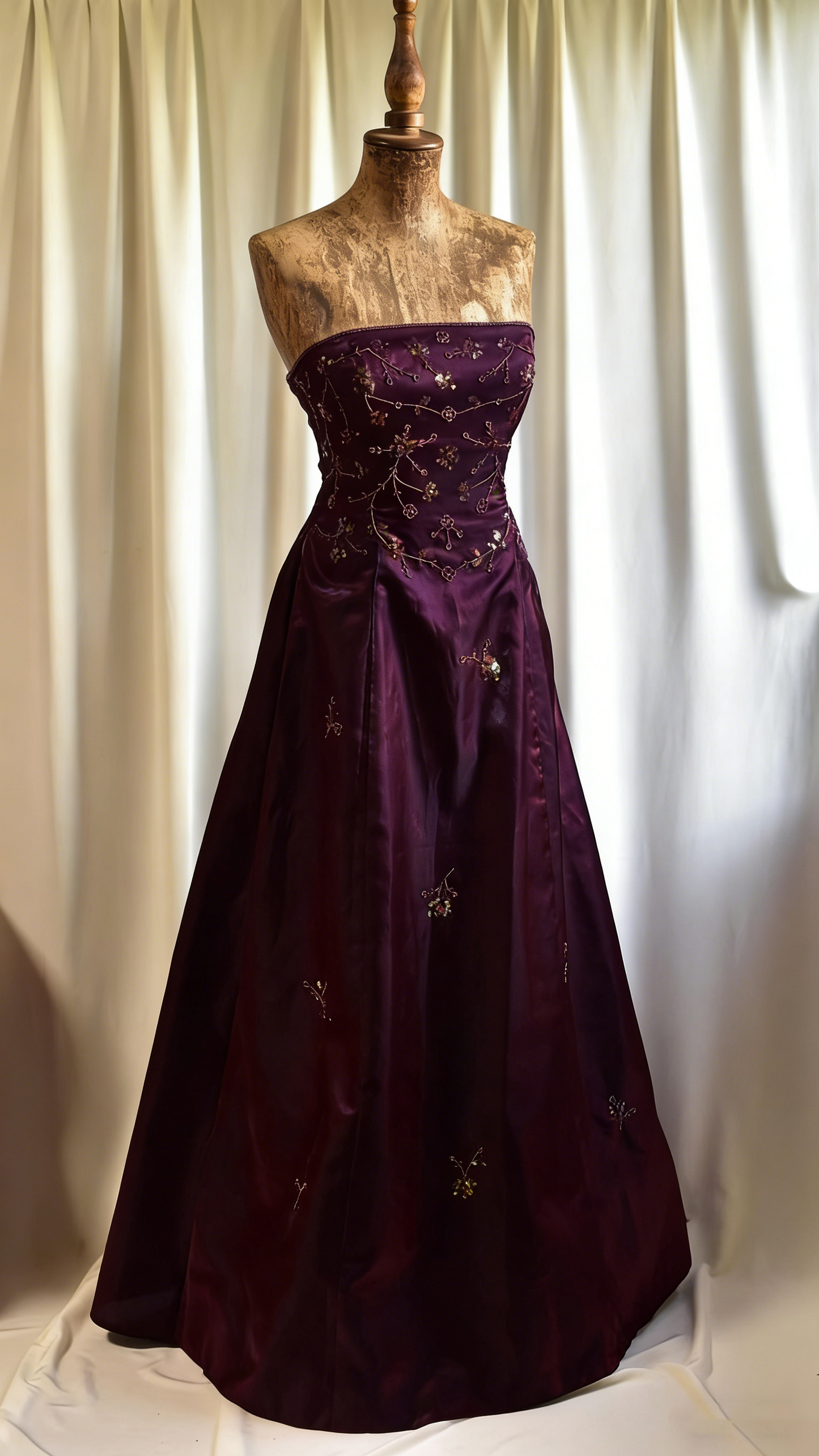 Vintage A line Strapless Burgundy Satin For Women Party Dresses Formal Prom Dress Inspo 22th Birthday Gown AB1370