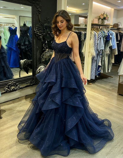 Classy Ball Gown Sheer Corset Prom Dress Inspo For Women Girls Formal Party Gowns Long Formal Dresses AB1844