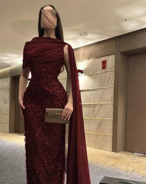 Elegant Sheath Navy Blue Sequins With Cape Long Formal Fancy Prom Evening Dress Dinner Outfits Classy Party Gowns AB2046