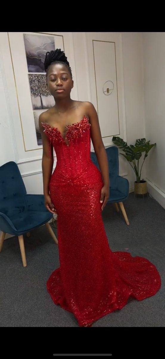 Elegant Mermaid Sweetheart Sequin With Beadings Long Formal Prom Evening Dress Dinner Outfits Party Gowns AB2082