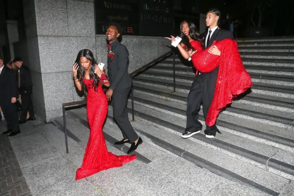 Glitter Mermaid Off The Shoulder Red Sequins Long Formal Fancy Prom Evening Dress Dinner Outfits Classy Party Gowns For Black Girls AB2086