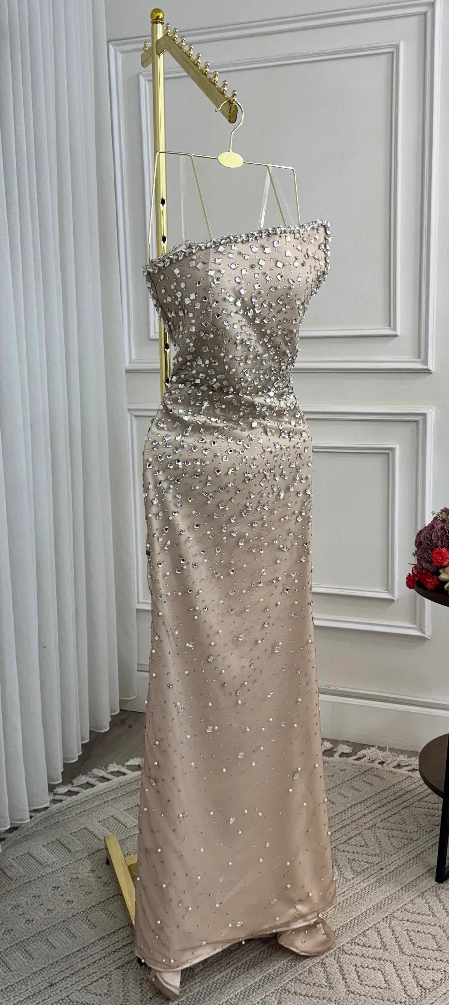 Modest Senior Prom Dresses High Schools Inspiration Mermaid Strapless Sequins Semi Formal Grad Long Prom Dress For Teens AB2193