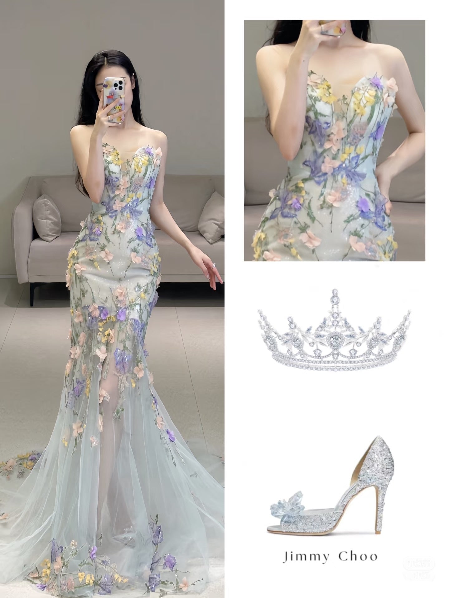 Princess Mermaid Sweetheart Lace Floral Long Prom Dress Fashion Aesthetic For Teens Formal Dresses Party Outfits Prom Gown AB2221