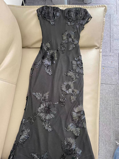 Spaghetti Straps Floral Long Prom Dresses Sheath Sexy Party Dress For Teens AB2233
