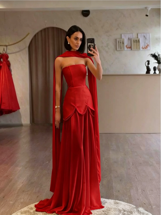 Attractive Yellow Prom Dresses Sheath Evening Gowns With Pearls Satin Formal Party Gowns AB400