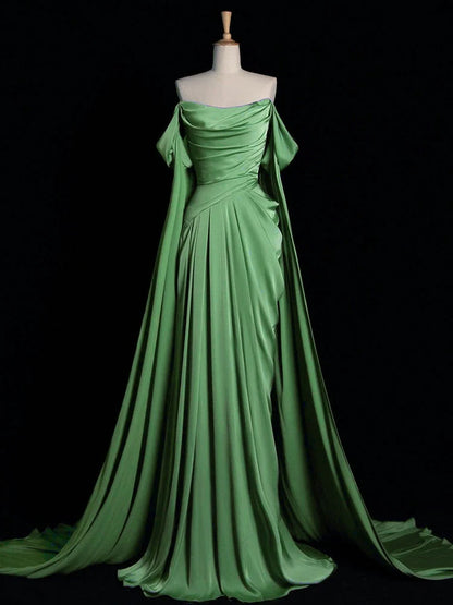 Graceful Mermaid Purple Off the Shoulder Pleats Prom Dress Evening Dresses Party Gowns AB438