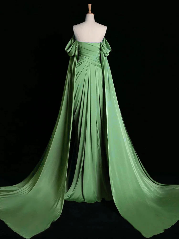 Graceful Mermaid Purple Off the Shoulder Pleats Prom Dress Evening Dresses Party Gowns AB438