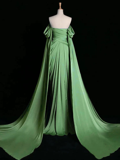 Graceful Mermaid Purple Off the Shoulder Pleats Prom Dress Evening Dresses Party Gowns AB438