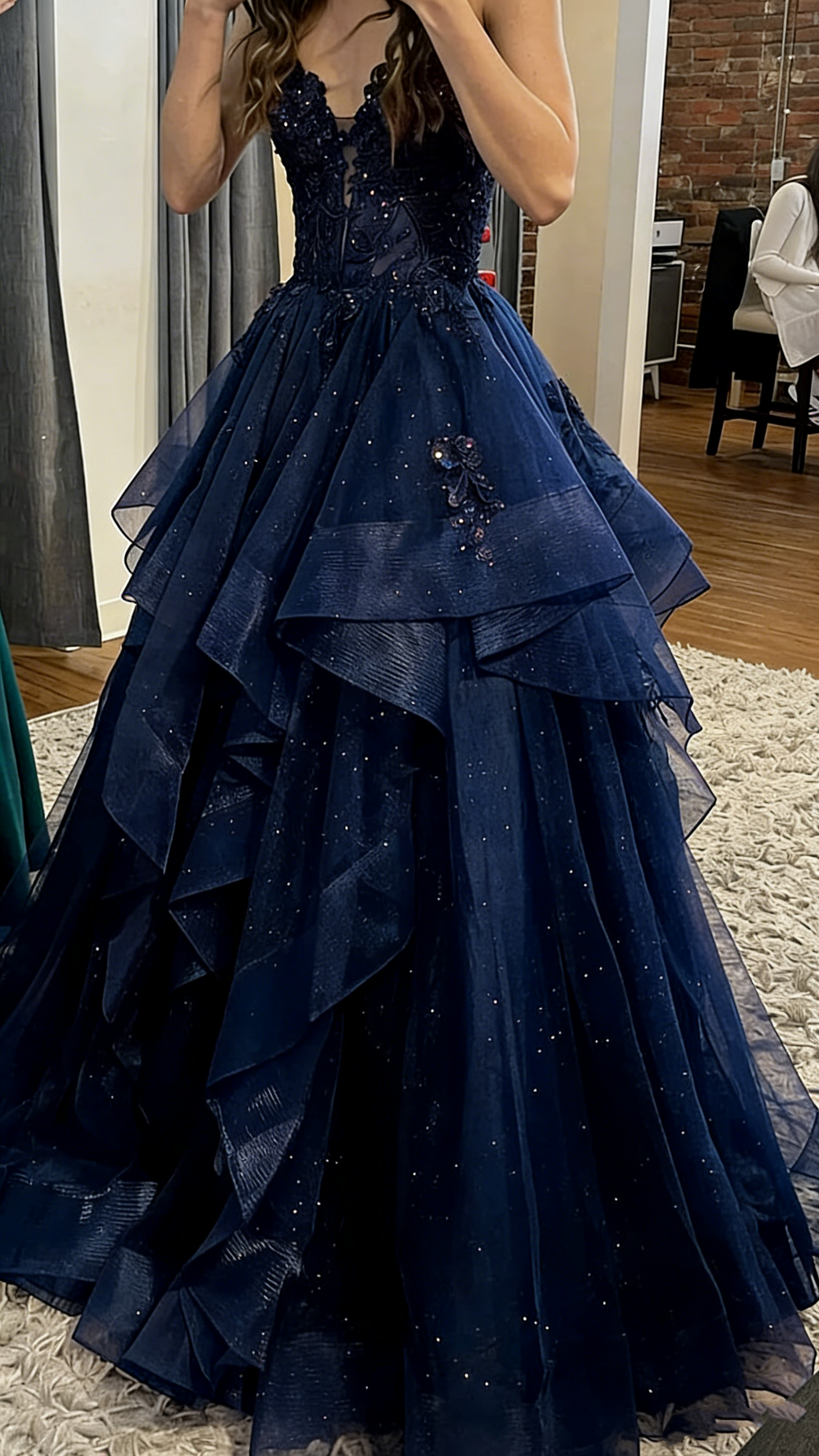 Chic Ball Gown Spaghetti Straps Burgundy Tulle Lace Long Prom Dress Evening Formal Gowns AB463